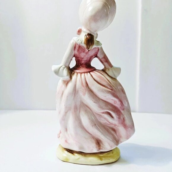 Vintage Porcelain Lady Figurine in Pink Dress 7.5" Tall Wales Made in Japan - Picture 4 of 6
